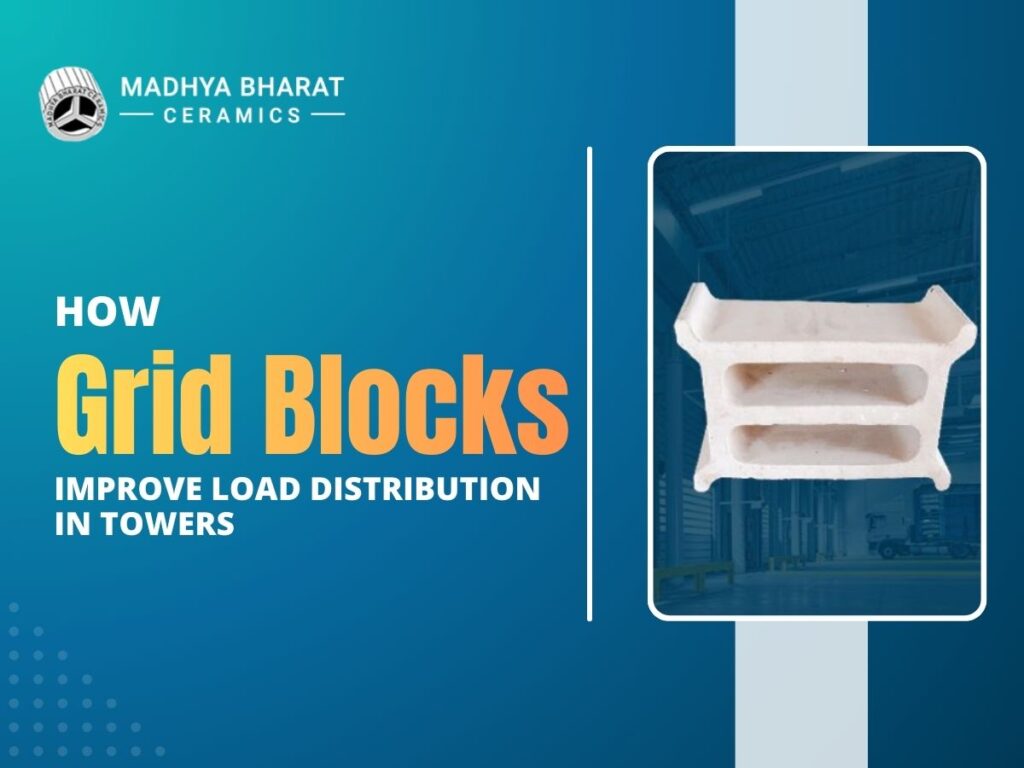 Ceramic grid blocks installed in tower columns to provide strong support, uniform load distribution, and stable packing performance in industrial separation systems