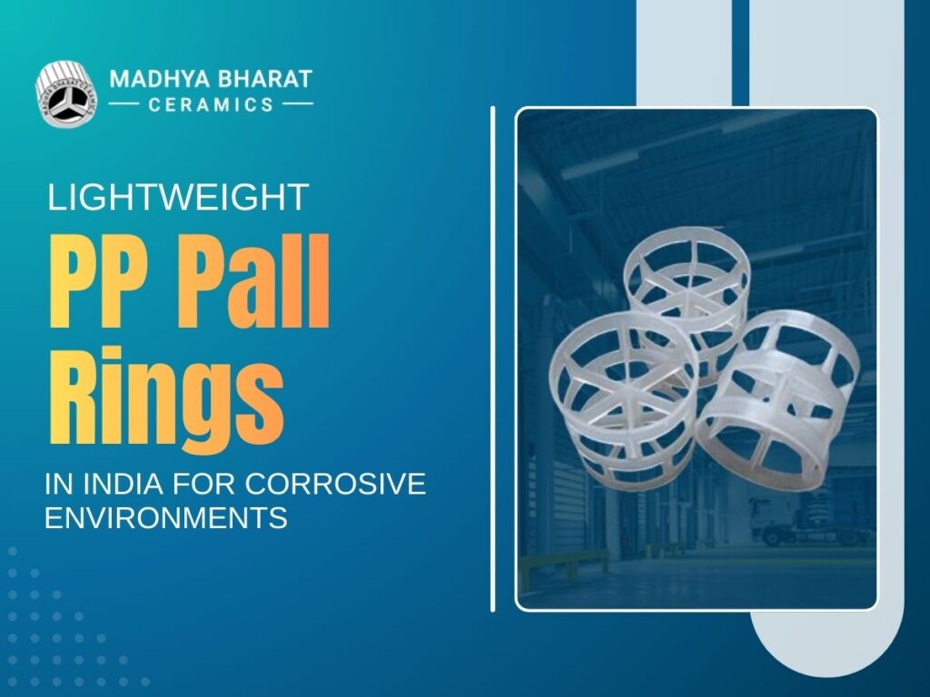 Lightweight PP Pall Rings used as plastic tower packing material in corrosive chemical environments to improve gas liquid contact and mass transfer efficiency.